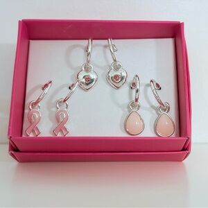 Silvertone Charm Earring Set of 3